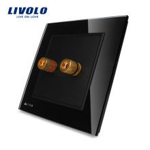 Livolo Tomada De Parede Padrão De Parede De Vidro De Cristal Preto Painel Do Escritório Tomada De Parede VL-W291A-11